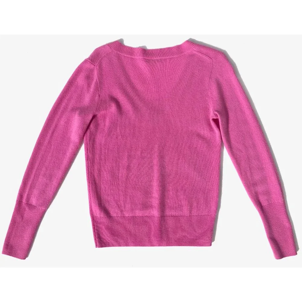 J Crew 100% cashmere V-neck fitted sweater women size XS pink pullover AD465 - Picture 4 of 6